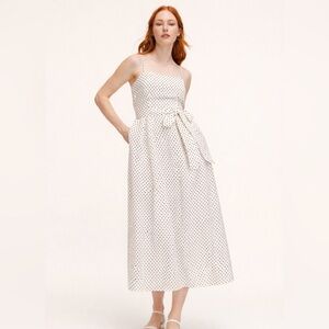Kate Spade x Target White Polka Dot Midi Dress Linen Bow A-line Size M Bridal